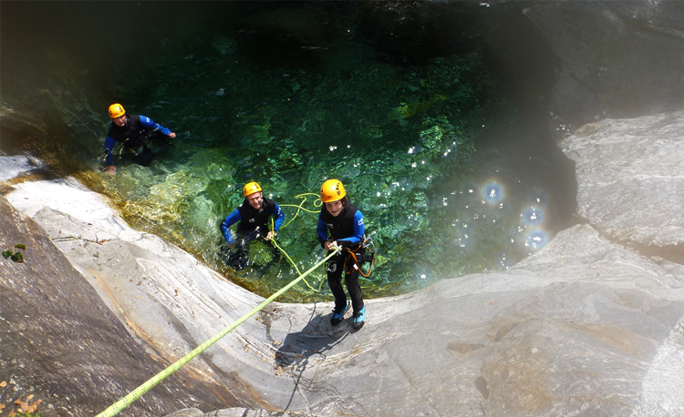 Canyoning nabij Comomeer Italië