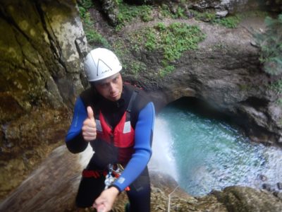 Canyoning in de Rio Nero kloof nabij het Gardameer